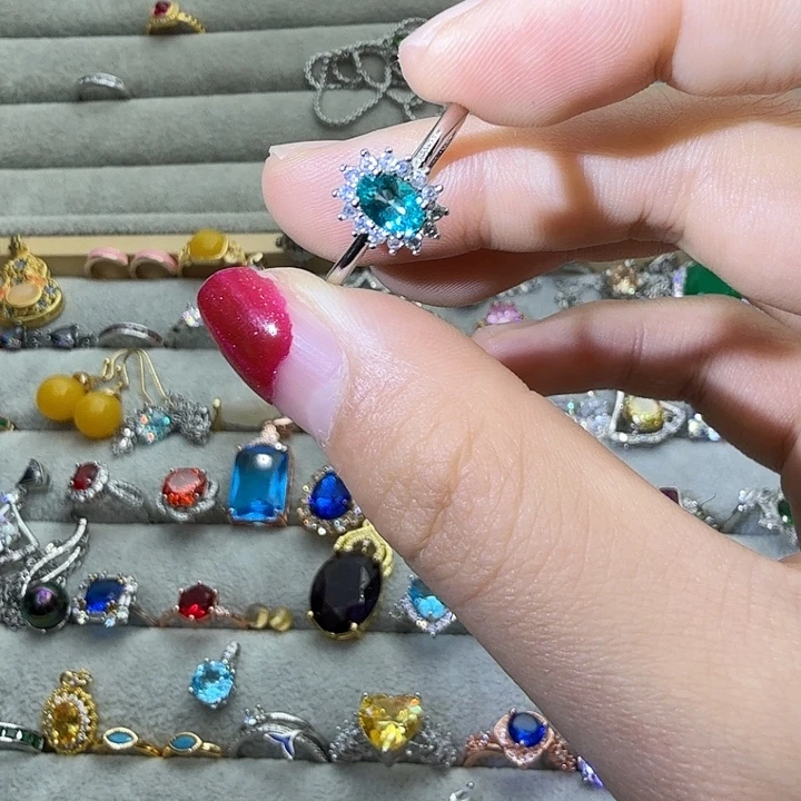 水晶戒指银S925镶嵌