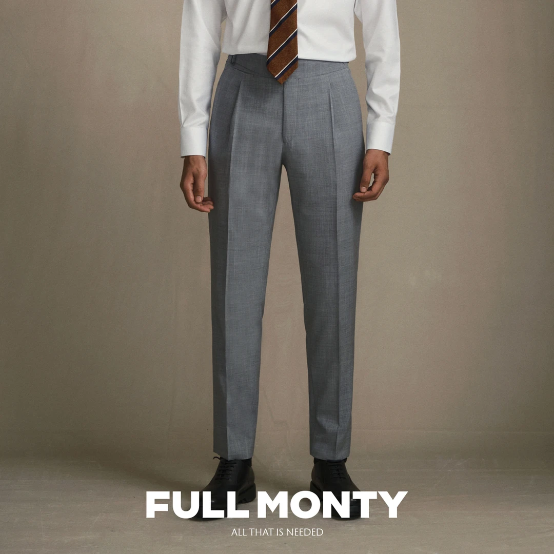 【FULLMONTY】西裤男士廓尔格巴黎扣商务正装休闲修身西装裤