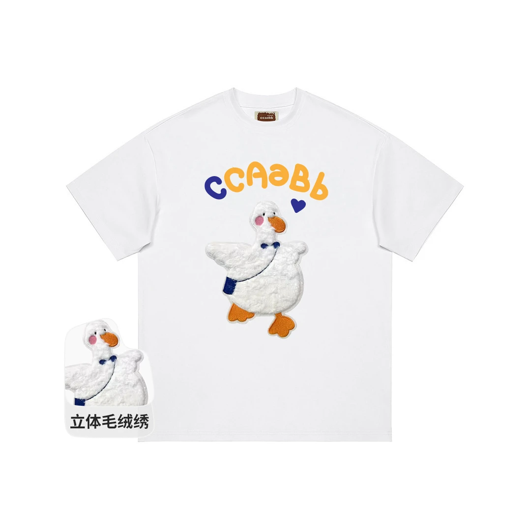 tccaabb【立体毛绒绣】春夏舒适百搭女士短袖T恤洋气衣服女