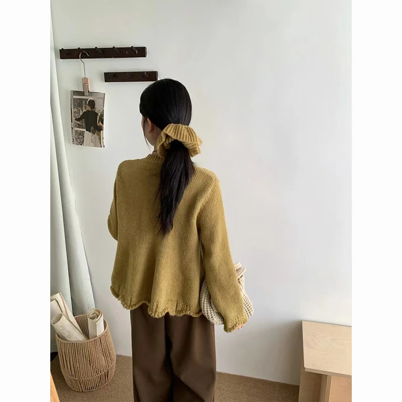 ER.XIN-’花瓣边毛衣‘-秋季新款花边毛衣 休闲韩系简约