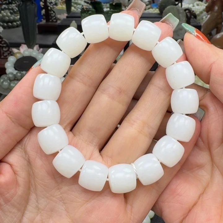 和田玉未镶嵌手链和田玉俄料白玉卡13