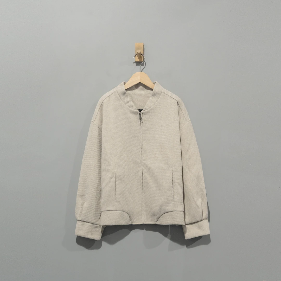 【且听风吟】0510761文艺棒球领拉链厚款毛呢棉服外套衣长62胸围138