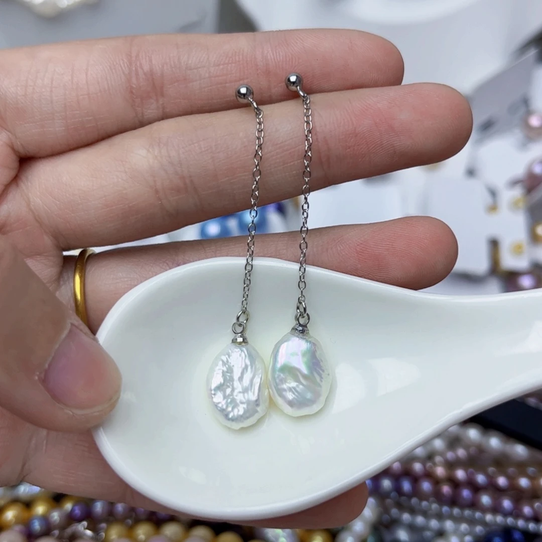 淡水珍珠耳饰银S925镶嵌