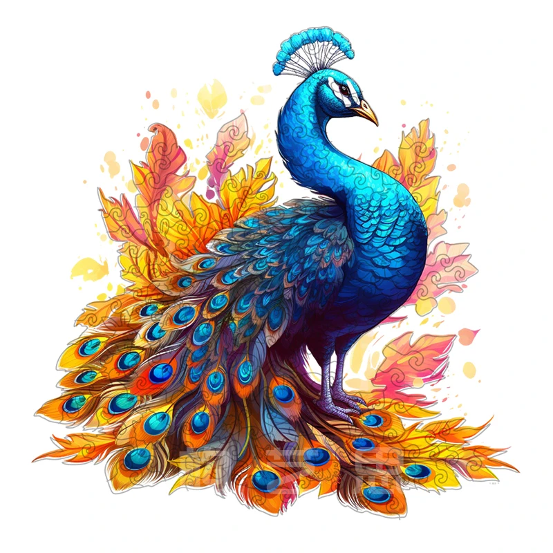 【高颜值】孔雀拼图治愈系高级感生日礼物异形拼片木质益智玩具