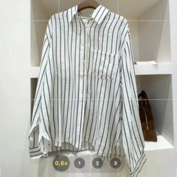 【哈尼家】韩系风条纹撞色百搭翻领衬衫女装夏季宽松休闲防晒上衣C1