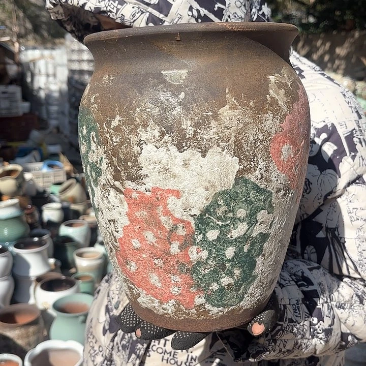 红陶油画口径20高度28