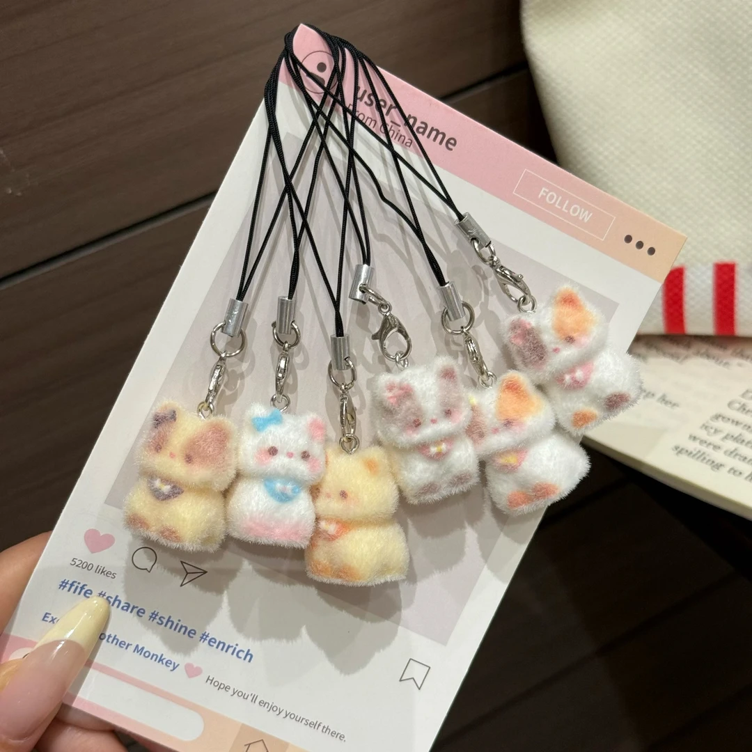 植绒立体猫咪ins风挂件日系可爱彩绘小猫手机链包挂饰送闺蜜礼物