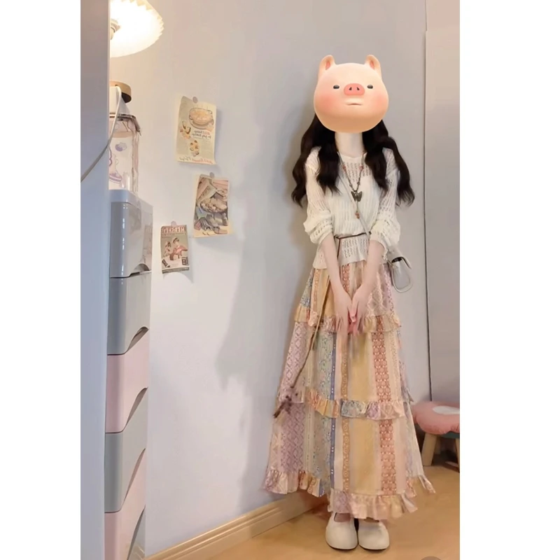 MO88ZSPF大码【北岛信封】民族风半身裙洋气镂空上衣度假风气质穿搭