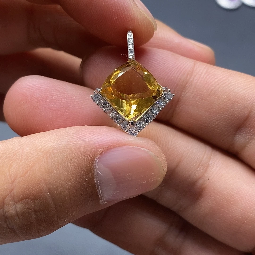 银S925镶嵌珠宝半成品水晶