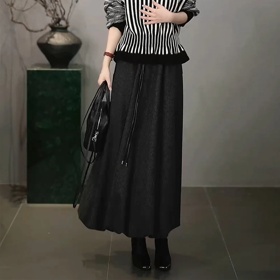 溶溶【摩登高智】RONGRONG 精选绵羊毛混纺通勤毛呢花苞半裙9611