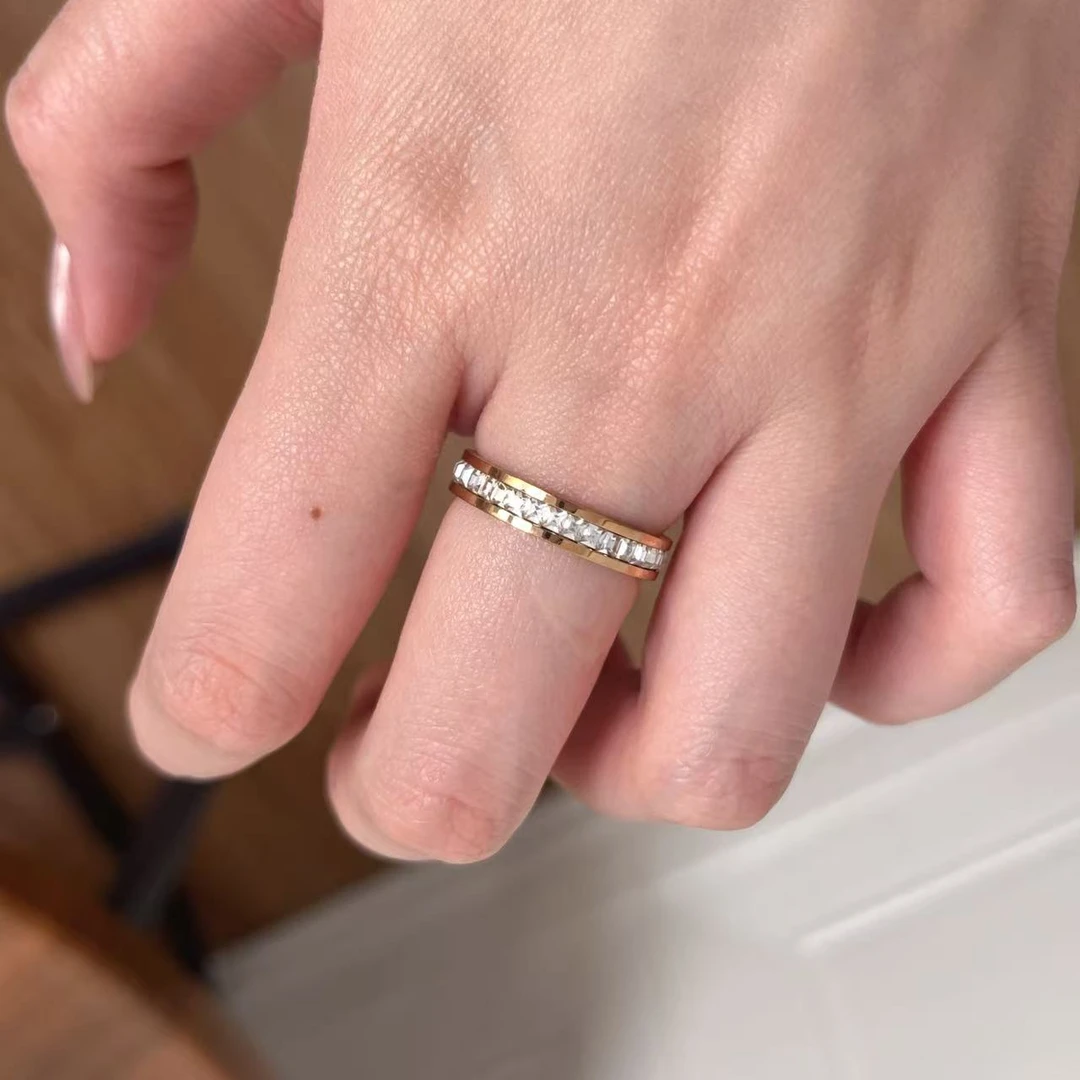 钛钢合成锆石戒指 满天星戒指 QQ636 闭口（6号  7号）