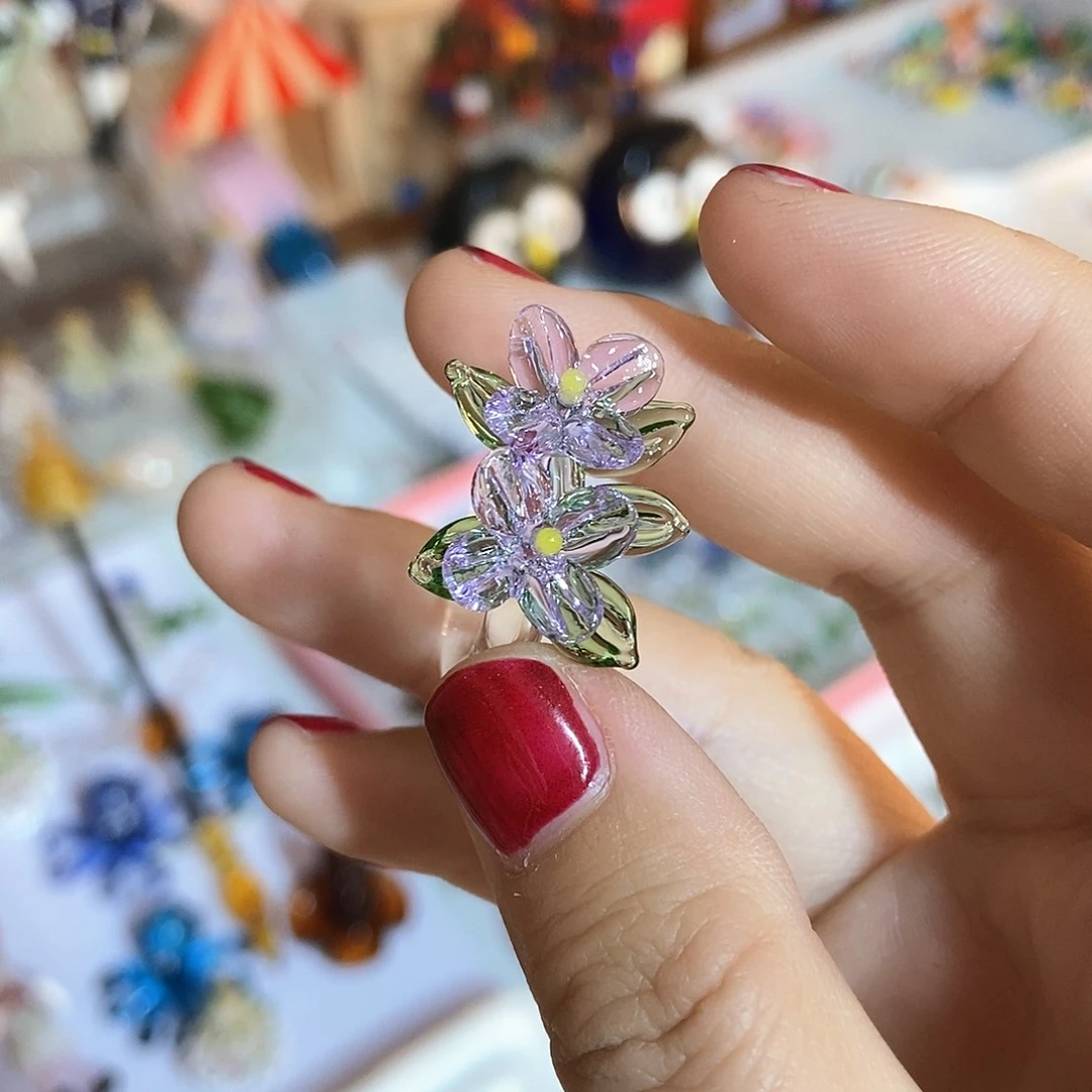 琉璃手工艺品紫色霜花