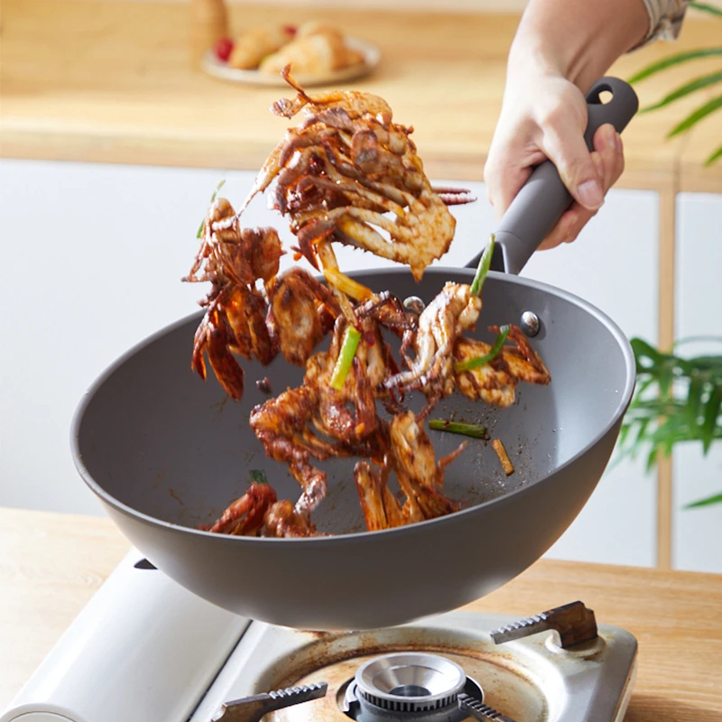 神田 0涂层钛合金不粘炒锅云朵锅 落栗棕30cm/32cm