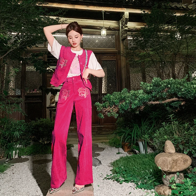 BeQueenStory【富贵花开】中式民族风重工刺绣休闲时尚气质套装