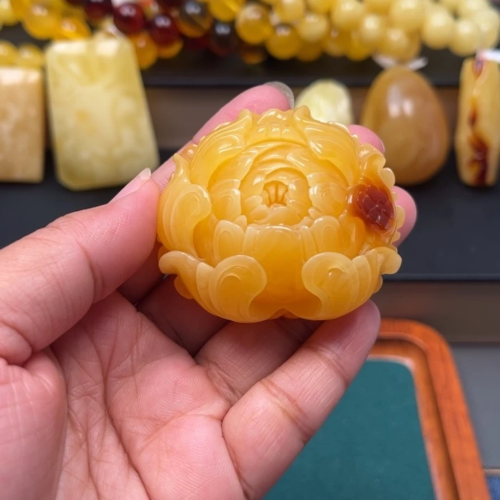 琥珀未镶嵌珠宝奇石M19号牡丹花