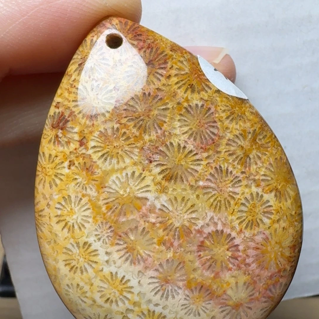 硅化玉红黄满花，可盘未镶嵌