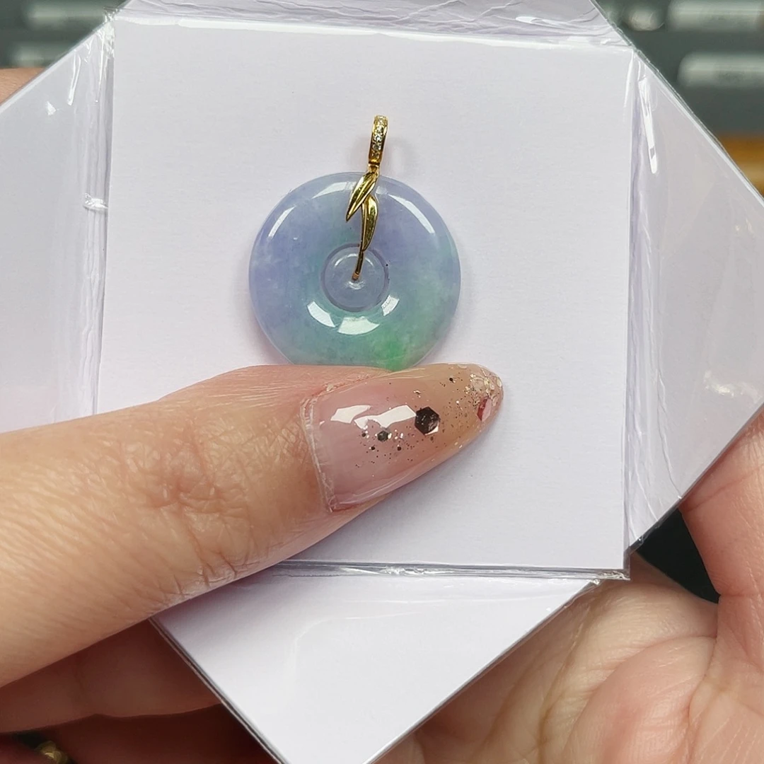 翡翠18K金镶嵌吊坠(不含链)