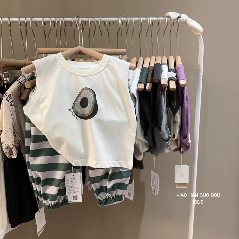 儿童韩版牛油果字母夏款背心