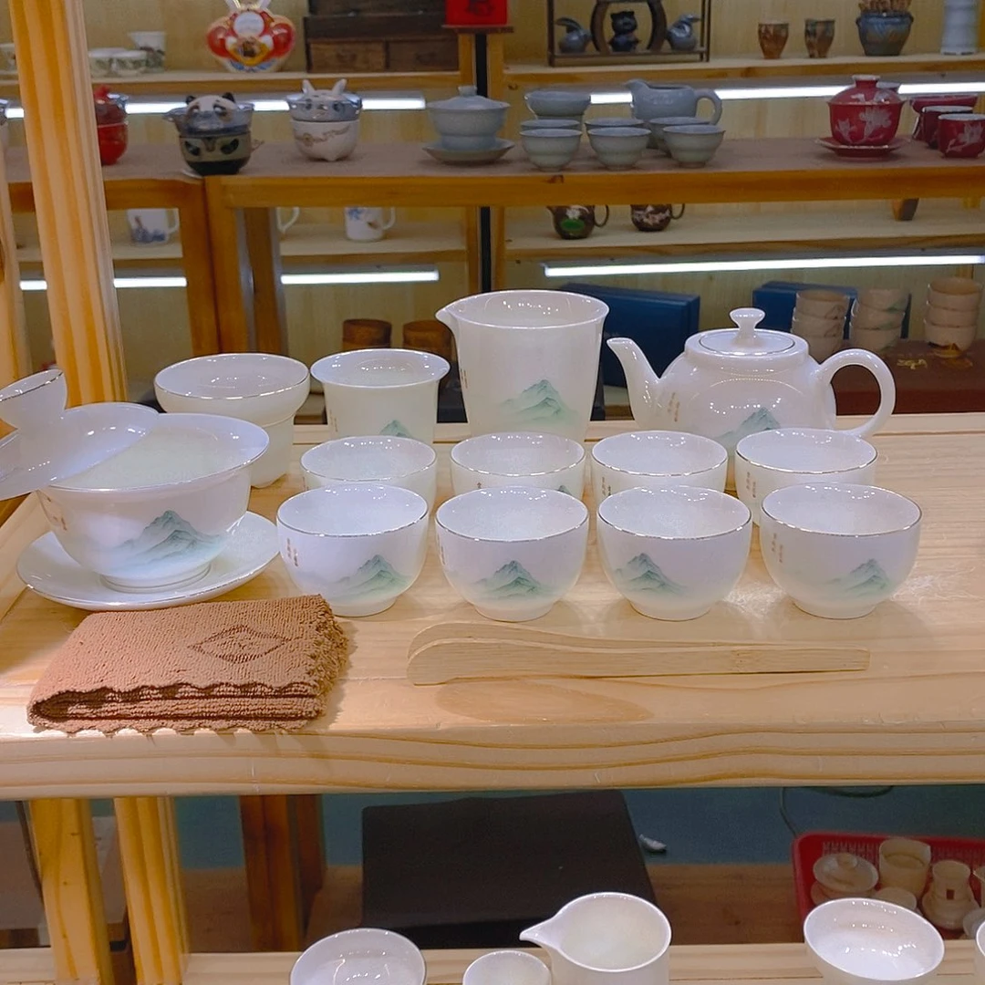【不止】羊脂玉瓷茶具套装
