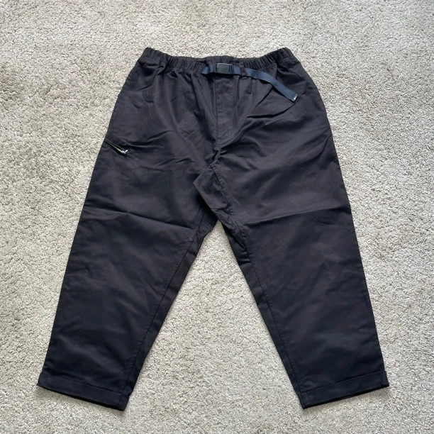 Pil×gri×m小三角 日系户外宽松锥形松紧腰部休闲九分裤 黑