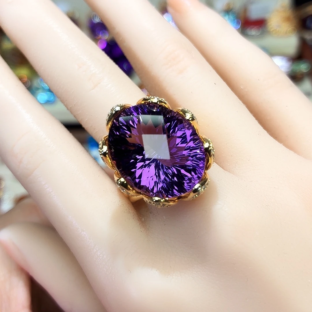 水晶戒指银S925镶嵌