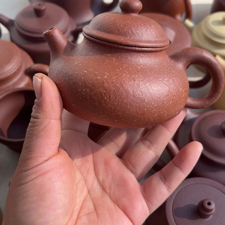 紫砂茶壶红降坡半手工220cc