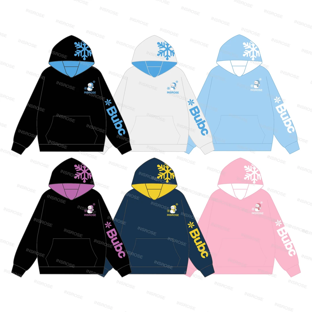 氛围感雪花毛巾刺绣连帽卫衣圣诞重磅拼接撞色宽松男女情侣加绒