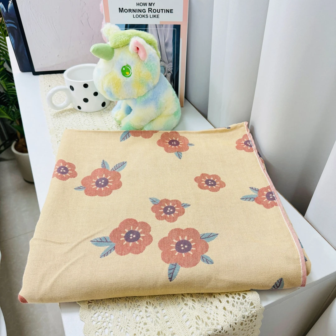 【橘红花海】150X200 A类 夏款 竹纤维纱布盖毯