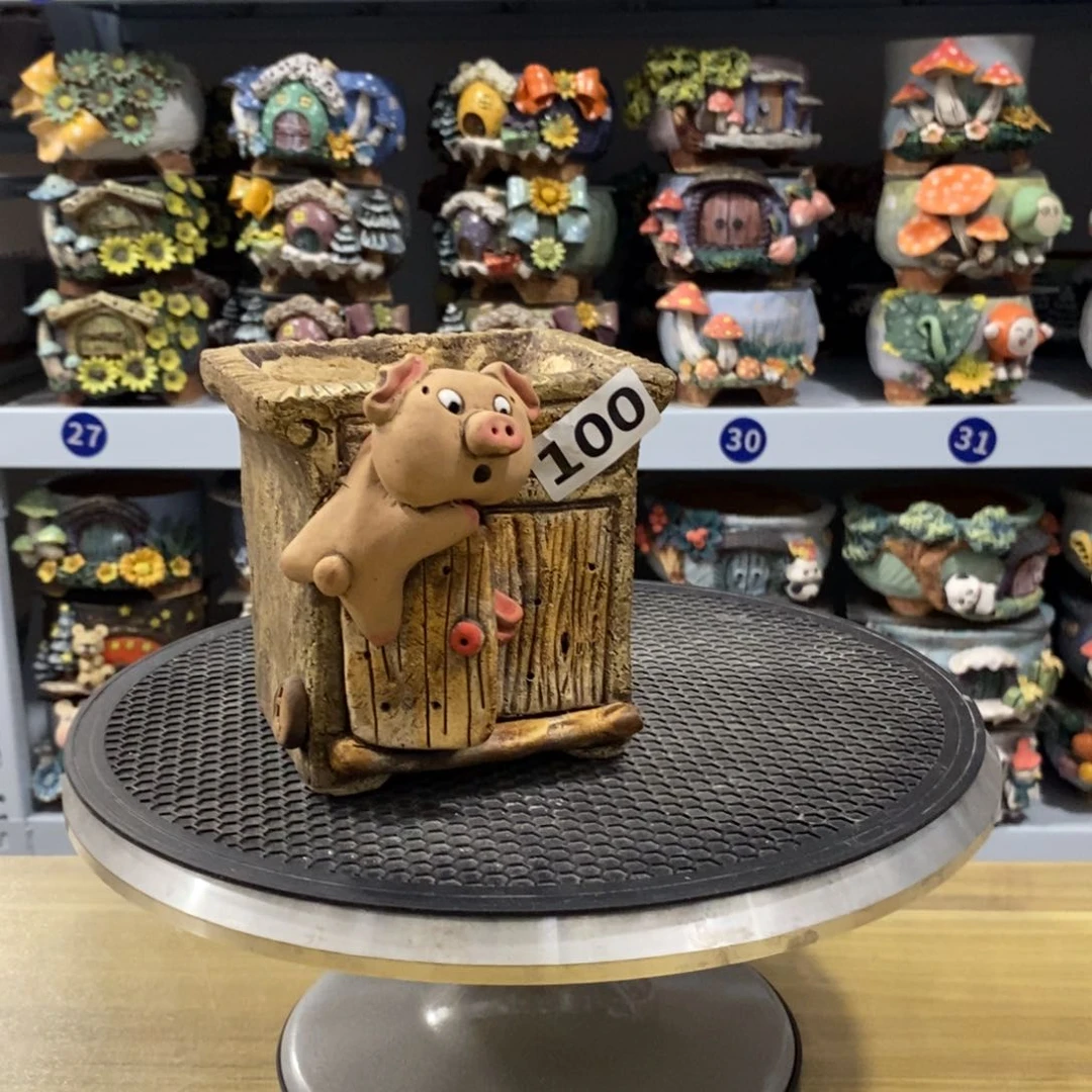 红陶美*嘻哈粗陶手捏花盆