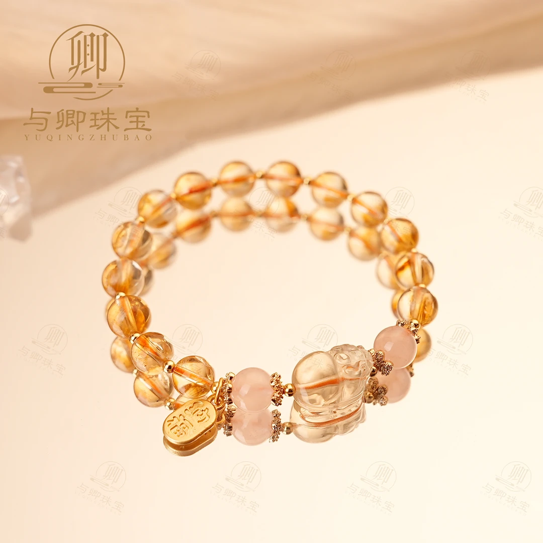 【须弥】与卿珠宝 黄塔晶8mm 马粉8mm 柠檬晶貔貅 招财纳福合金配饰