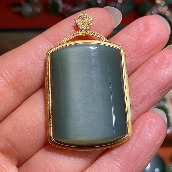 和田玉（碧玉）银S925镶嵌颈饰