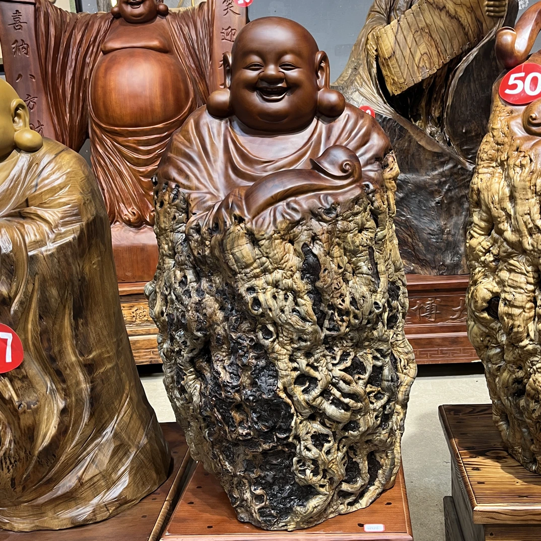 枣木弥勒佛随形根雕摆件高端大气，95净高
