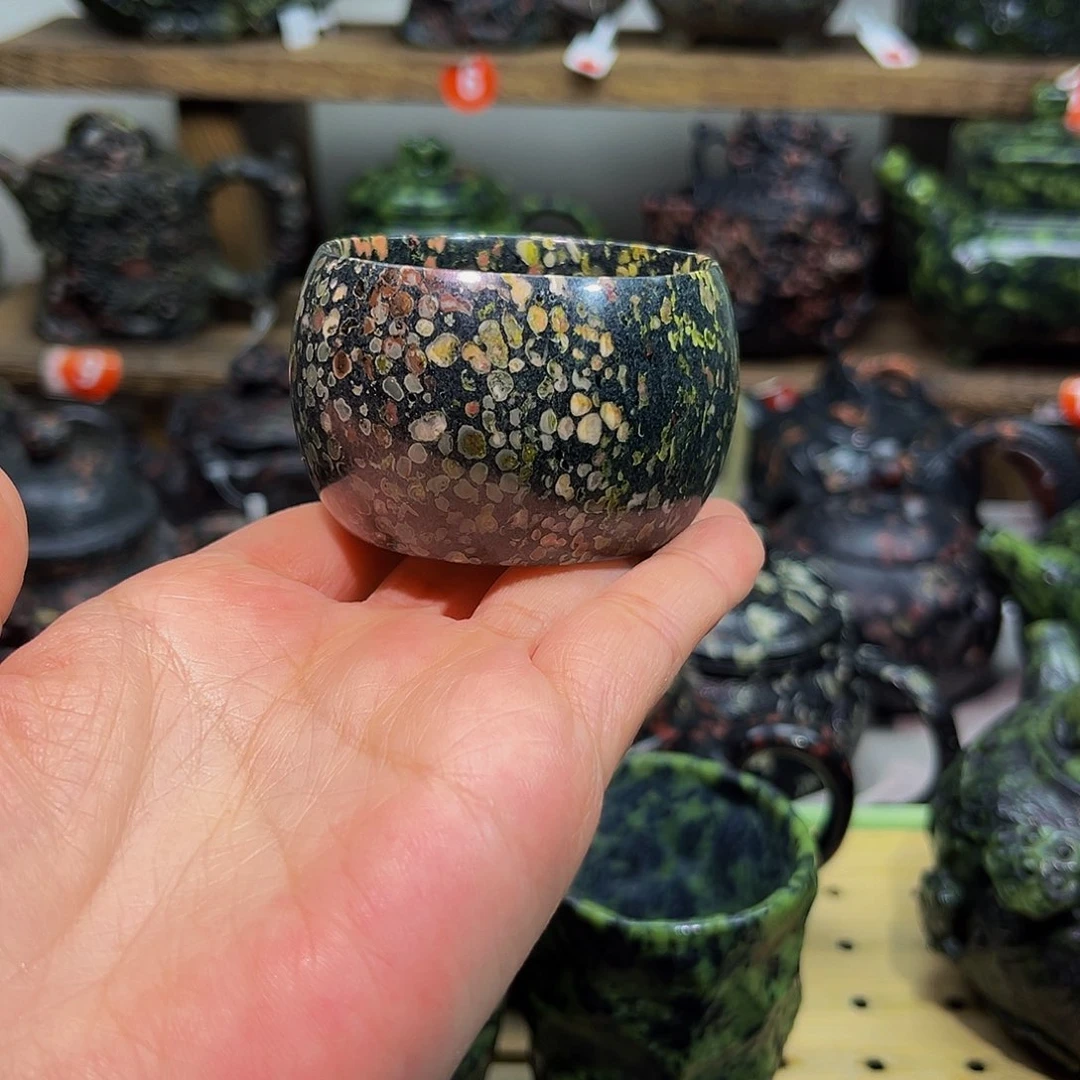 石材梅花玉安山玉精品杯