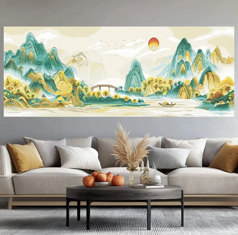 万里江山图十字绣2025新款线绣客厅风景山水手工刺绣满绣自己绣