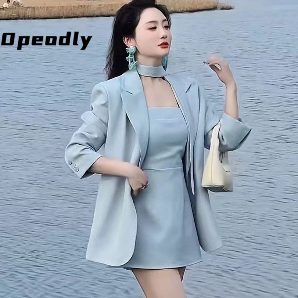 Opeodly时尚套装2025春季新款气质西服外套西装高级两件套连衣裙