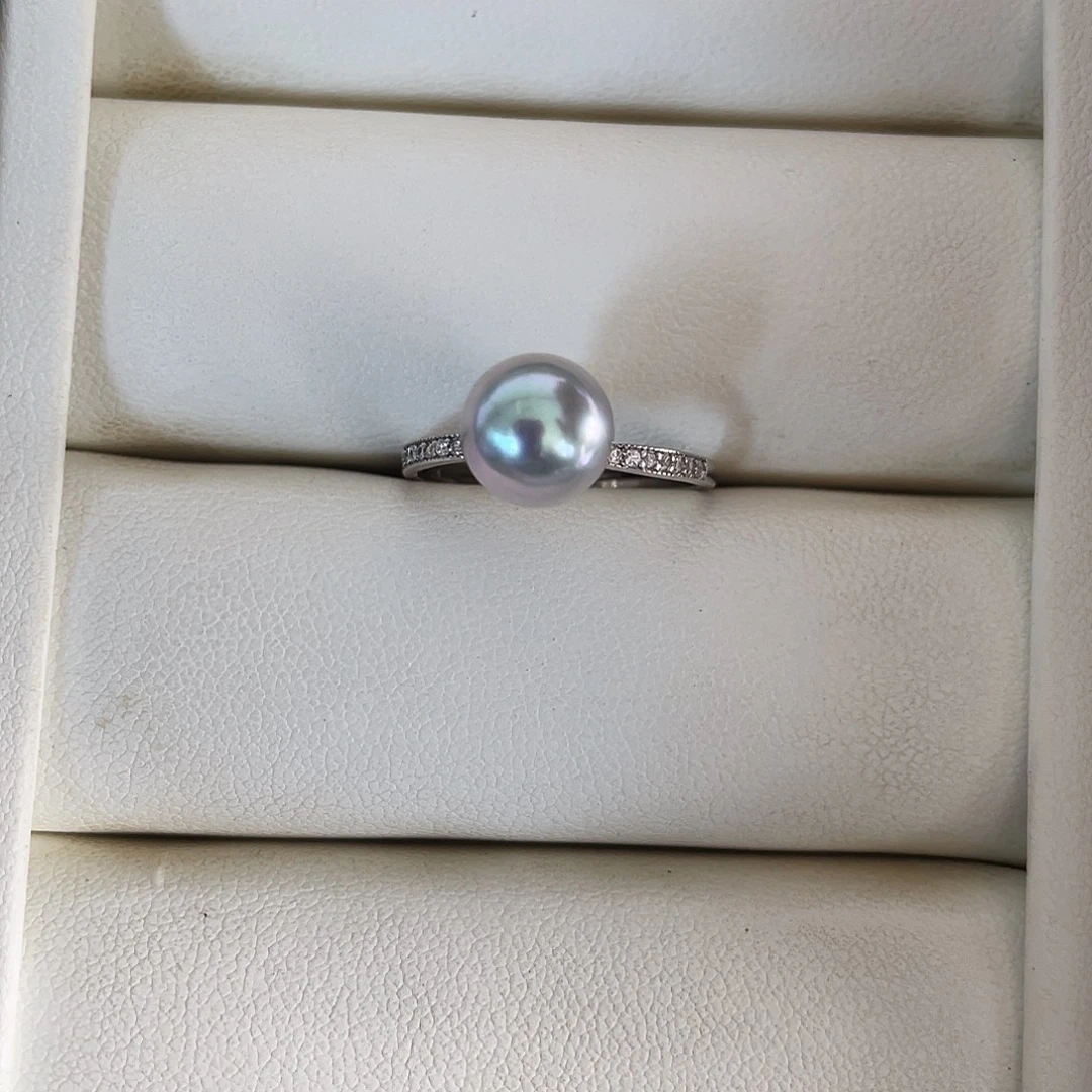 银S925镶嵌戒指海水珍珠