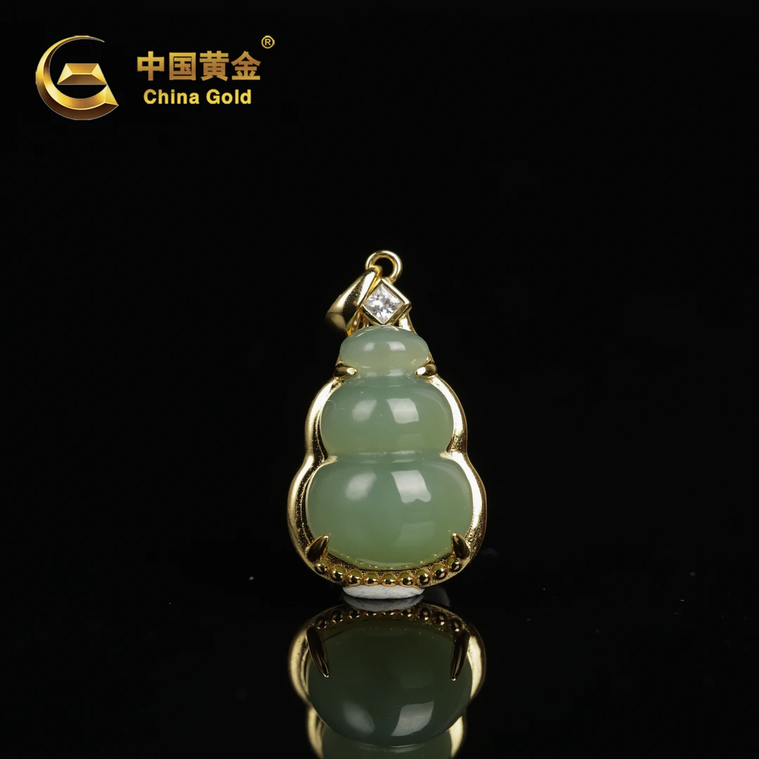 【中国黄金】亿登 | 和田玉*葫芦*S925银镶嵌-D4075-L-Y