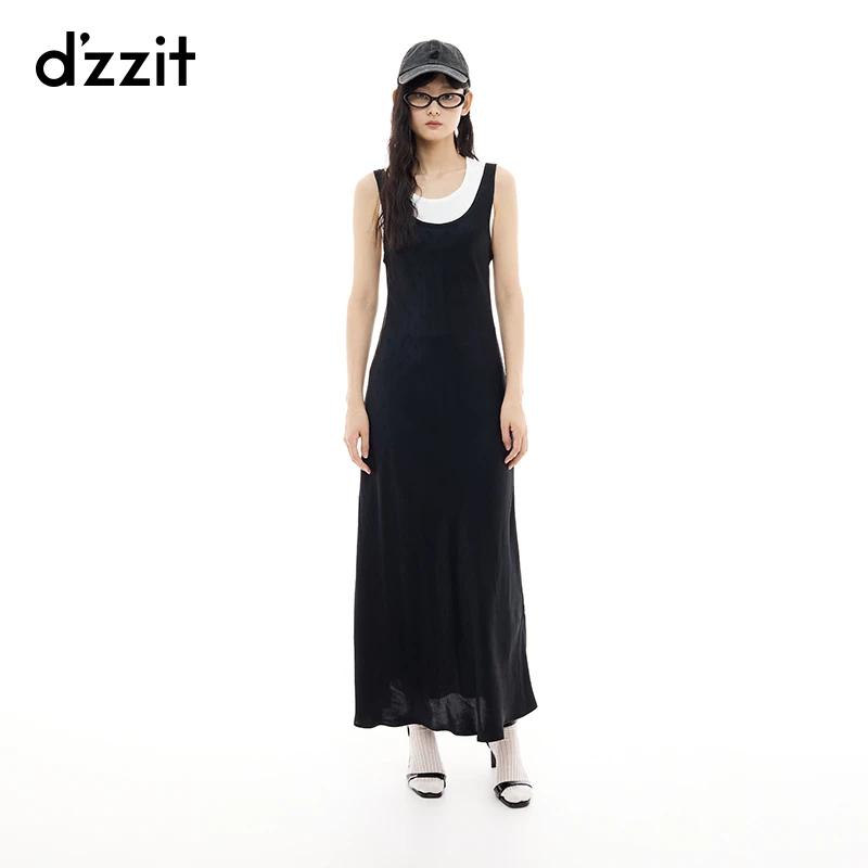 dzzit地素连衣裙25夏新款时髦叠穿两件套背心裙长裙女3J2O340