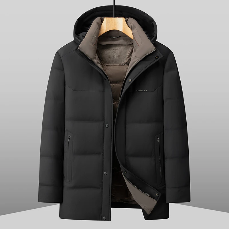 大码男士冬季可拆卸连帽内胆休闲羽绒服高蓬松锁温高密防钻绒外套