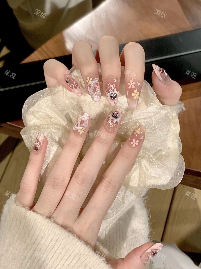 茉哉现货【花间拾梦】纯手工定制拆卸穿戴甲A4496