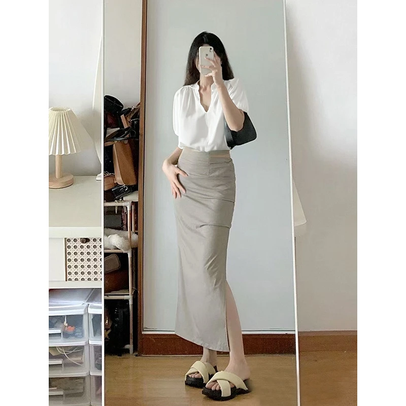 K7JI3E96#夏季衬衫潮流设计感简约短袖薄款收口袖时尚T恤