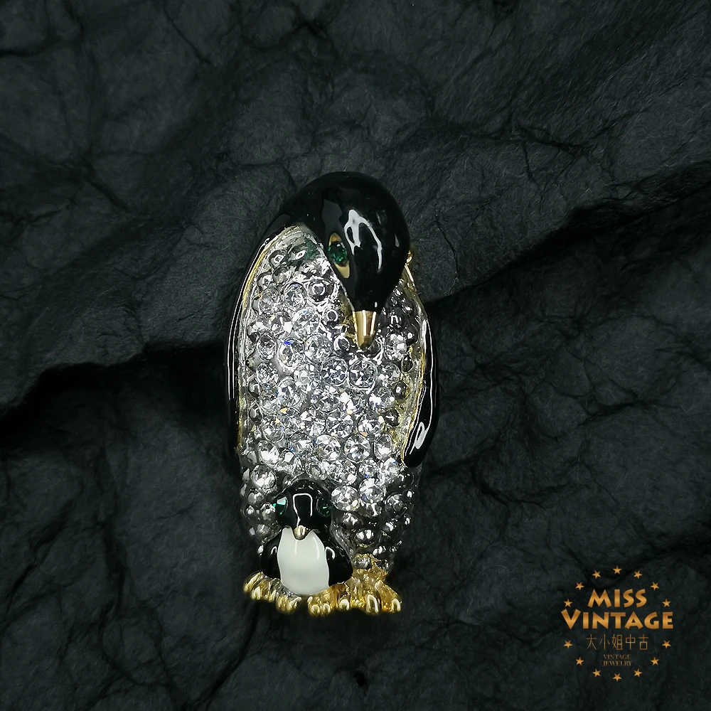 密镶亲子企鹅胸针[2502041-052]