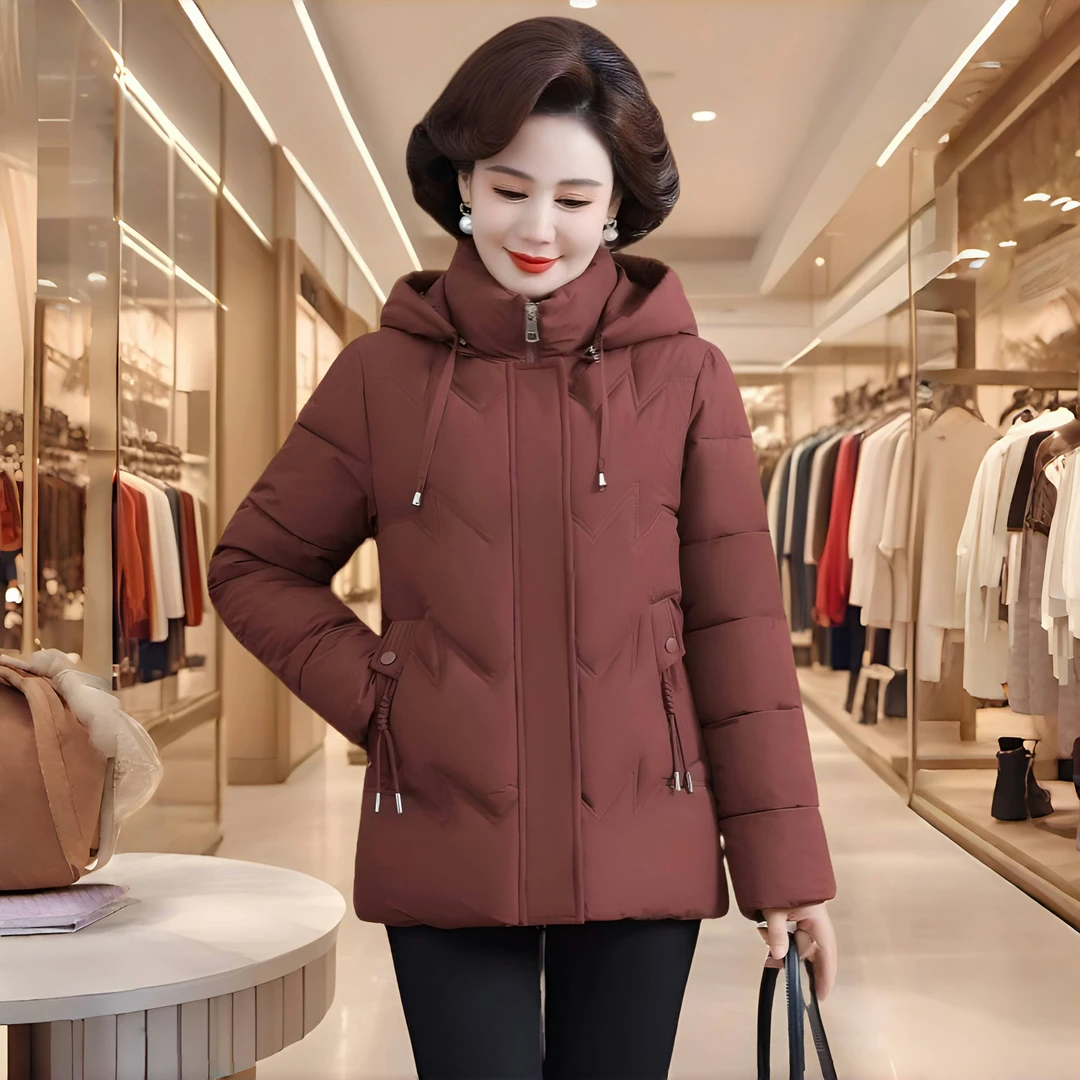 中老年女装妈妈棉服外套短款气质时尚百搭棉衣加厚保暖连帽棉袄