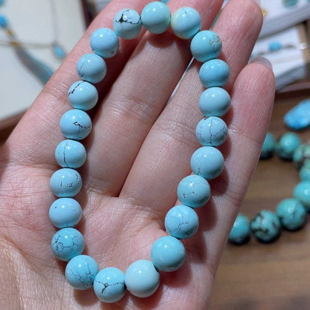 绿松石未镶嵌圆珠手串