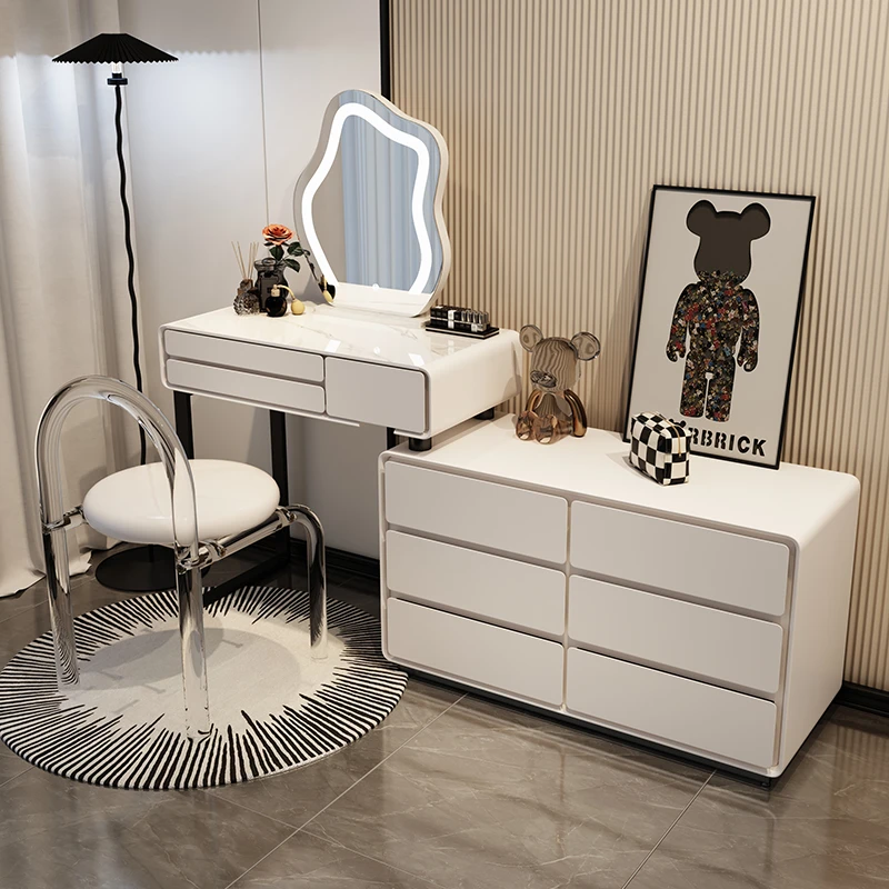 梳妆台卧室现代简约小户型小型北欧轻奢全实木化妆桌子收纳柜一体
