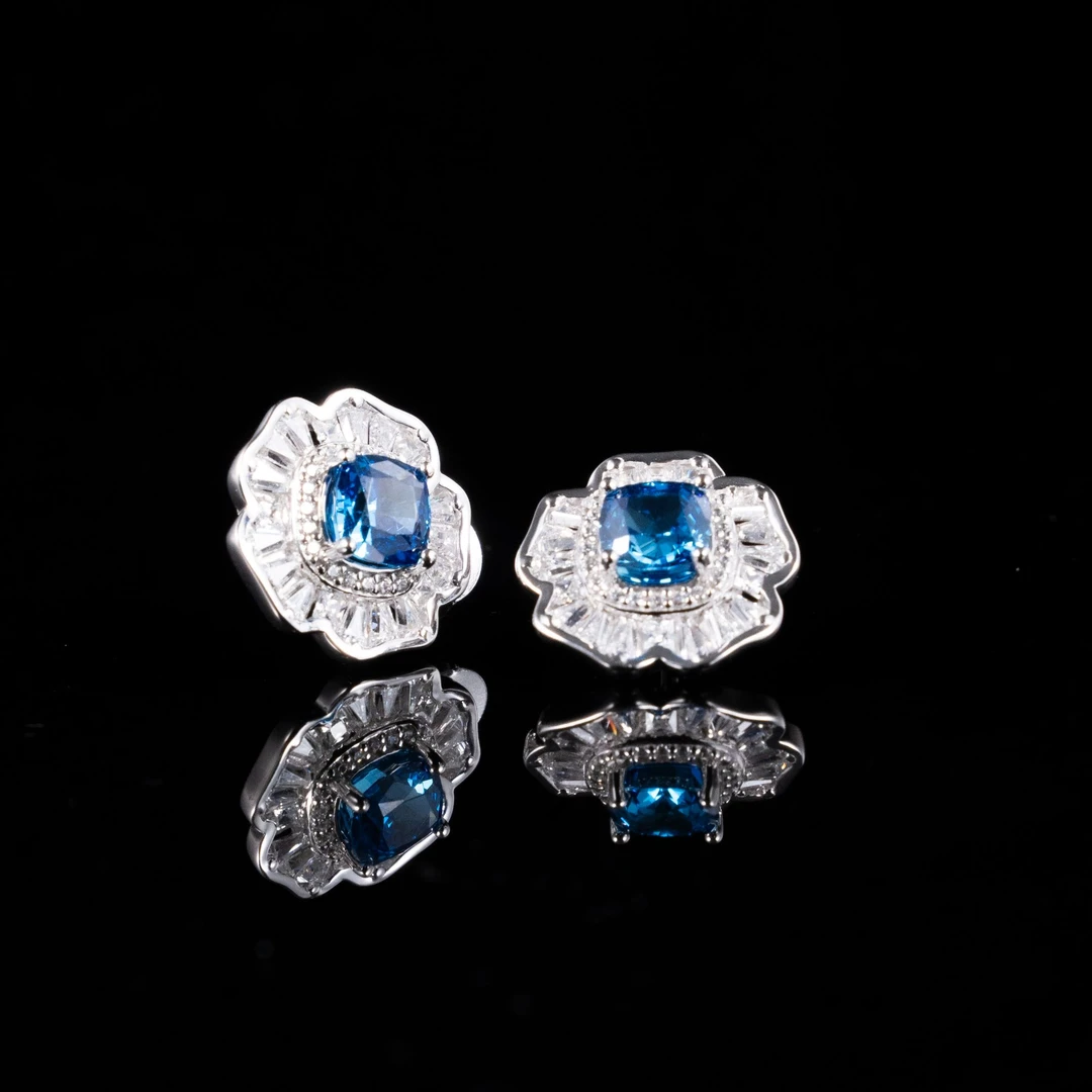 铜合金锆石耳饰 花朵耳钉-HDED02-ZH05