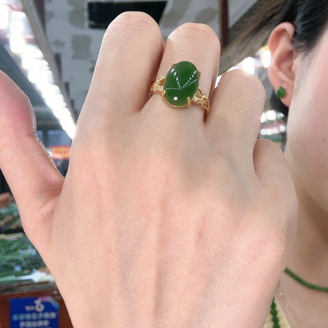 和田玉戒指银S925镶嵌