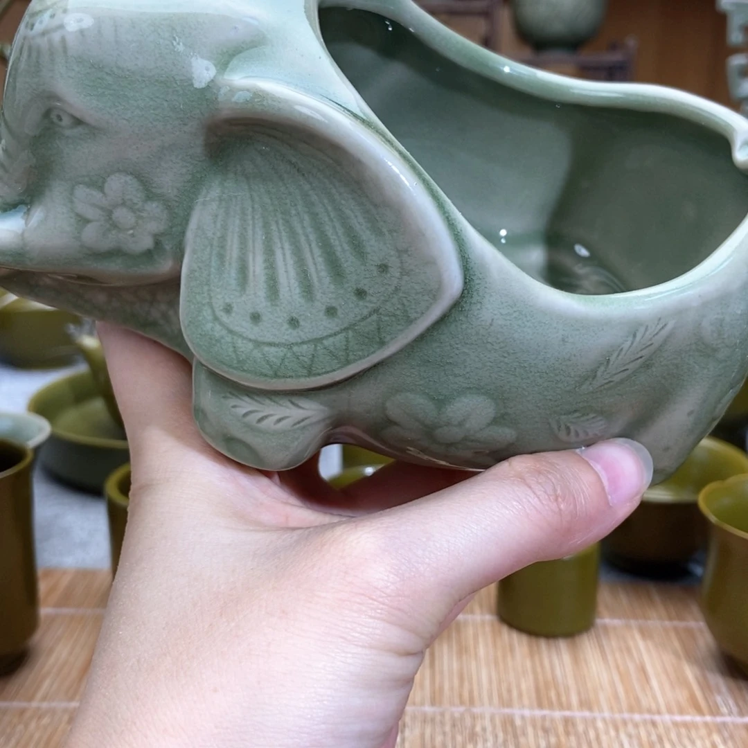 陶瓷大象笔洗储蓄罐微瑕福利