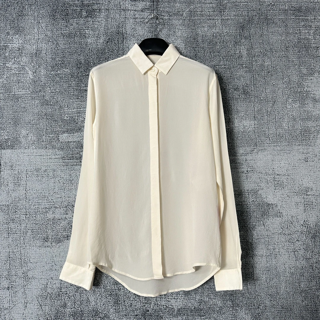 99新 YSL/圣罗兰 桑蚕丝长袖衬衫 155码  41123