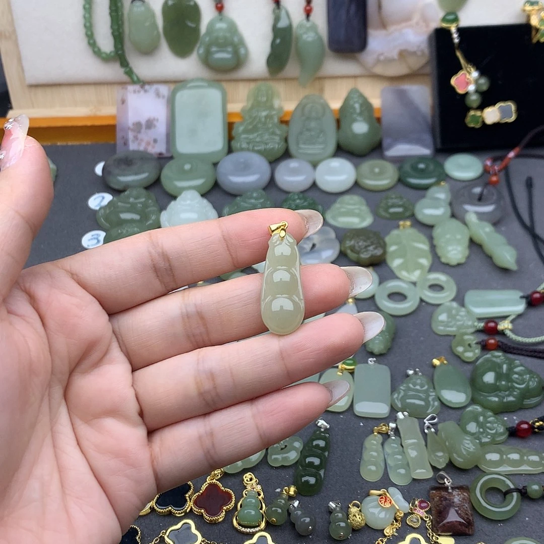 和田玉吊坠(不含链)银S925镶嵌